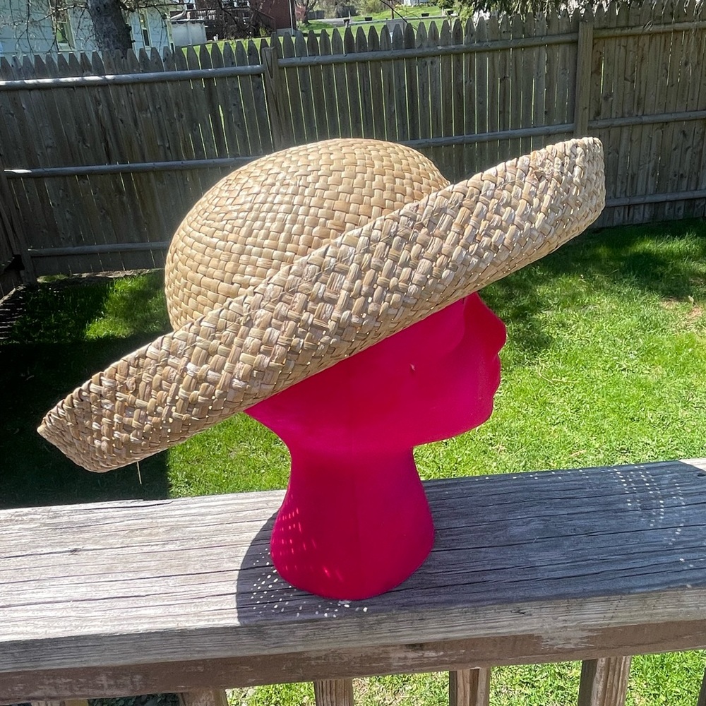 Vintage Kentucky Derby Straw Floral Hat White and Yellow - Picture 4 of 6